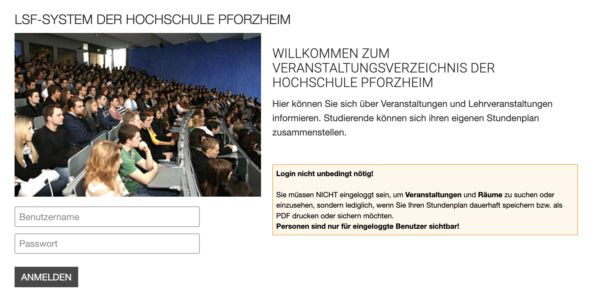 Übersicht LSF-Login