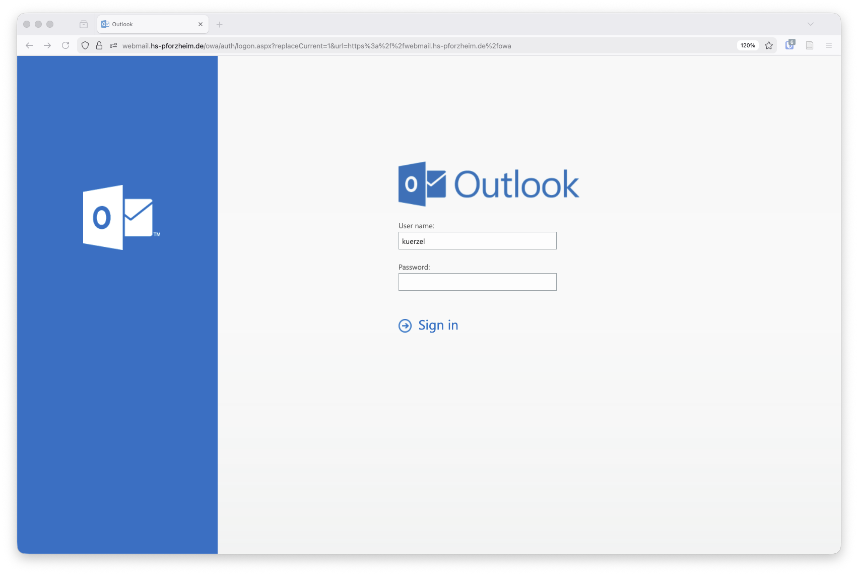 Screenshot der Landing Page der Outlook Web App (rein dekorativ)