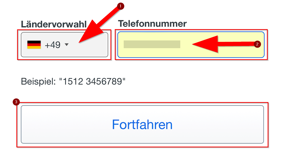 Telefonnummer eingeben