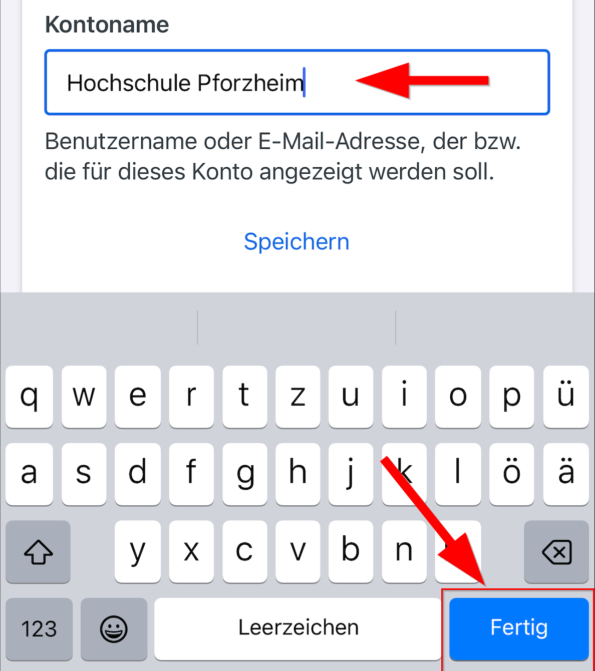 Abschluss in der Duo-Mobile-App