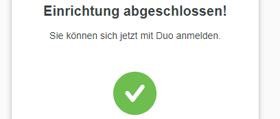 Einrichtung erfolgreich abgeschlossen