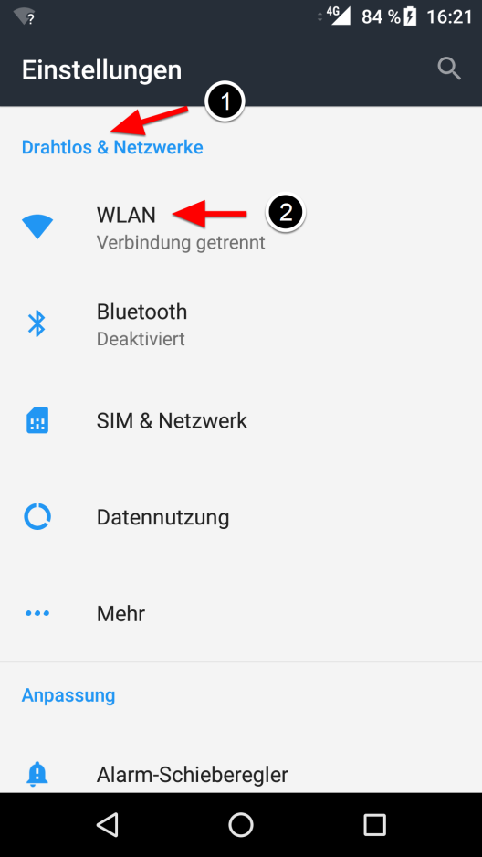 WLAN Android Schritt 2