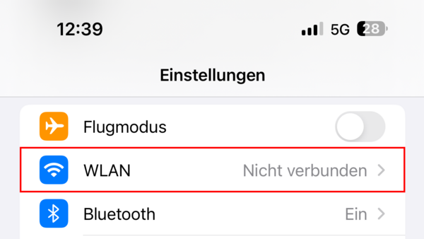 WLAN iOS Schritt 1
