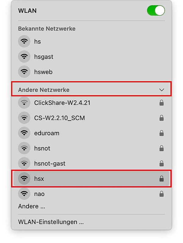 WLAN macOS Schritt 1